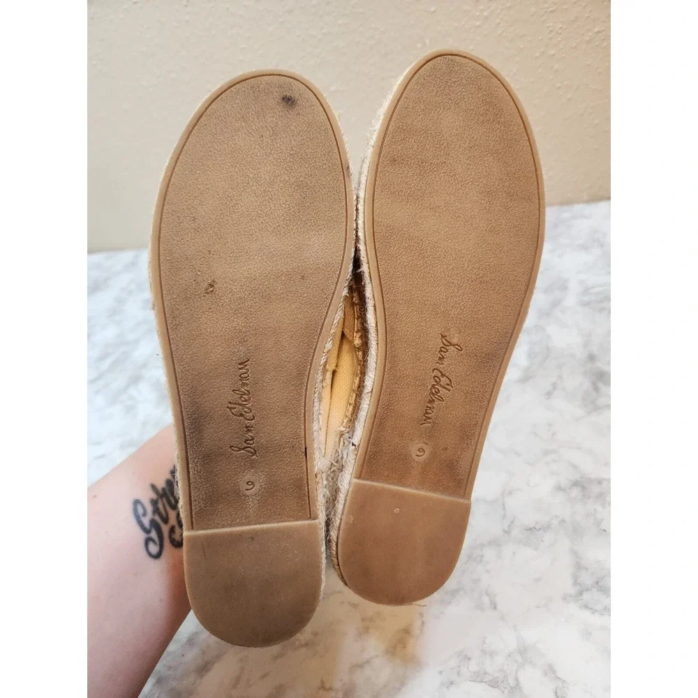 Sam Edelman Womens 9 Cream Cherlene Espadrille Platform Slip On Flats